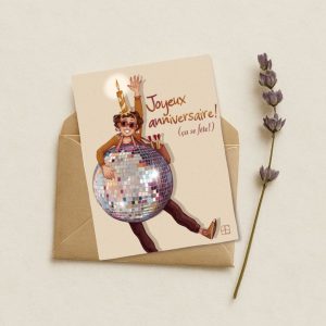 Carte de voeux anniversaire "ça s'fête en boule à facettes"